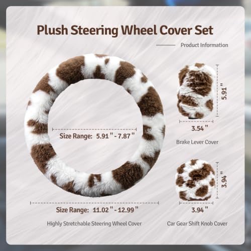 Fluffy Steering Wheel Cover 3PCS Set – Plush Fuzzy Fur Steering Wheel Cover - Image 4