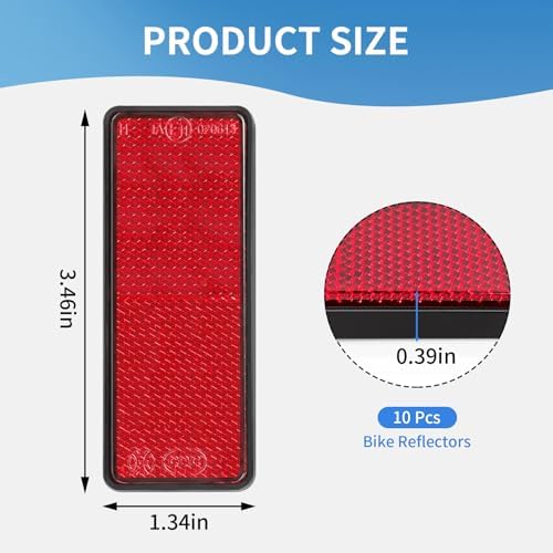 10 Pack Red Reflectors Self-Adhesive Rectangular, Quick Mount - Image 3