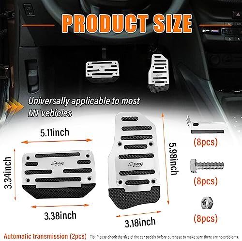 Ziciner 2PCS Non-Slip Car Pedal Pads, Automatic Gearbox Gas Pedal Brake Pedal - Image 2