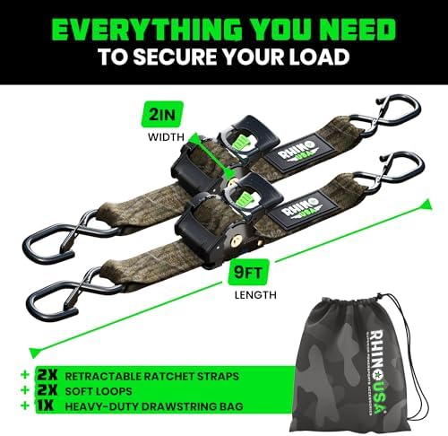 Rhino USA Retractable Ratchet Straps - 2in x 9ft - Image 6
