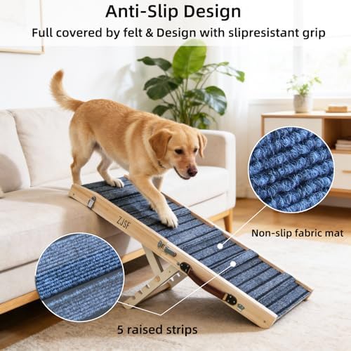 ZJSF Foldable Wooden Dog Ramp for High Bed, Dog Stairs for Small Dogs, High - Image 5