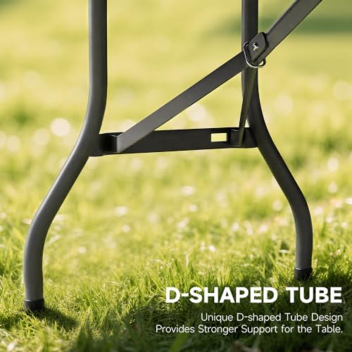 6 Foot Folding Table Black, Sturdy 330LBS Capacity, Reinforced Steel Legs - Image 3