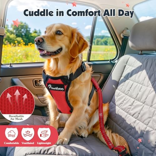 Pawaboo Dog Seat Belt Harness for Car, Seatbelt Harness - Image 6