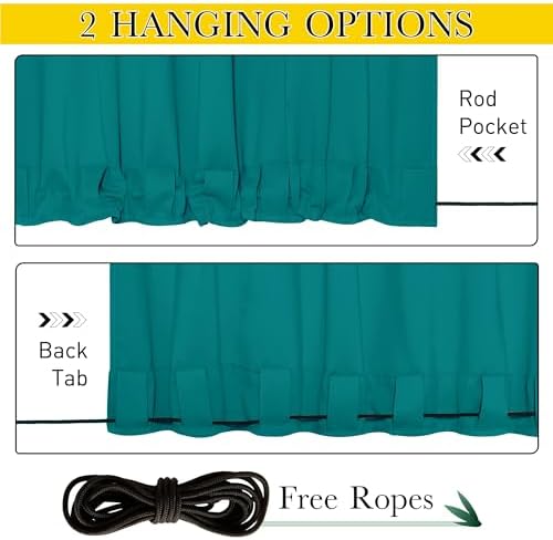 NICETOWN Outdoor Curtains Waterproof Fixed Bottom W52xL95 Peacock Teal - Image 3