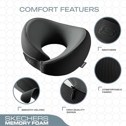 Skechers Memory Foam Neck Pillow, Comfortable & Breathable Travel Pillow - Image 3