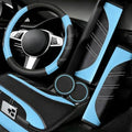 NBTEPEM 6 Pcs Aquamarine Steering Wheel Cover Set, Sport Microfiber Leather by NBTEPEM