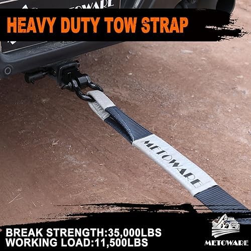 METOWARE Recovery Tow Strap Kit 3" x 30ft 35000 lbs Break Strength - Image 2