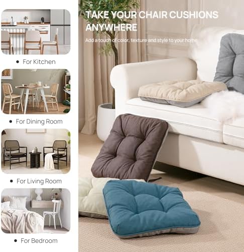 Love's cabin Memory Foam Chair Cushions Set of 4, 19 Inch, Light Blue - Image 7