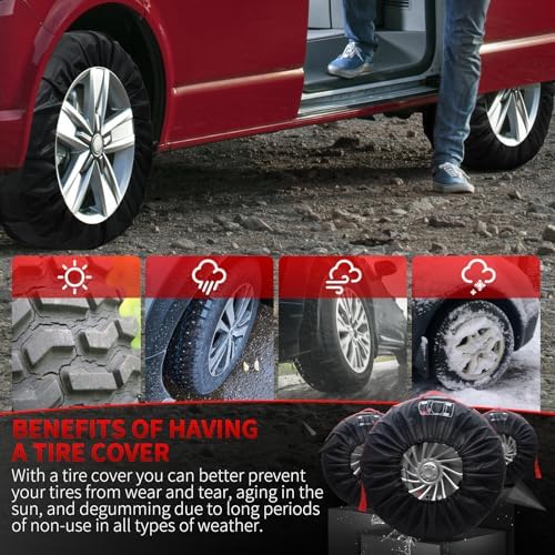 4PCS Tire Cover, Seasonal Tire Totes, Polyester Wheel Tires Storage Bags - Image 6