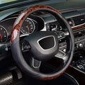 KAFEEK Wood Grain Steering Wheel Cover, Microfiber Leather, 15 Inch by KAFEEK