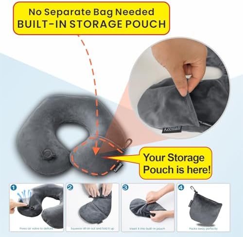 Keemall Inflatable Travel Neck Pillow, Cervical Support - Image 2