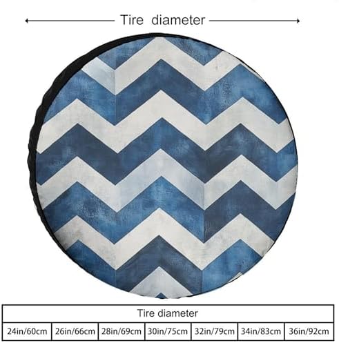 Camper Spare Tire Cover Blue and White Chevron Waterproof Polyester Wheel - Image 2