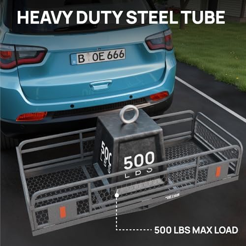 Bonnlo 60''X 24''X14'' Folding Hitch Mount Cargo Carrier Basket - Image 2
