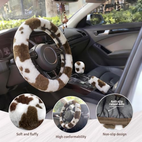 Fluffy Steering Wheel Cover 3PCS Set – Plush Fuzzy Fur Steering Wheel Cover - Image 5