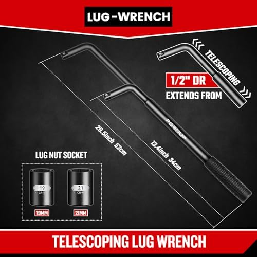 zhax Telescoping Lug Wrench, Extended Lug Wheel Wrench - Image 2
