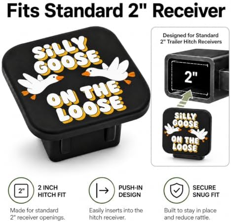 Silly Goose on the Loose Trailer Hitch Cover, 2 Inch Rubber Receiver Plug - Image 4
