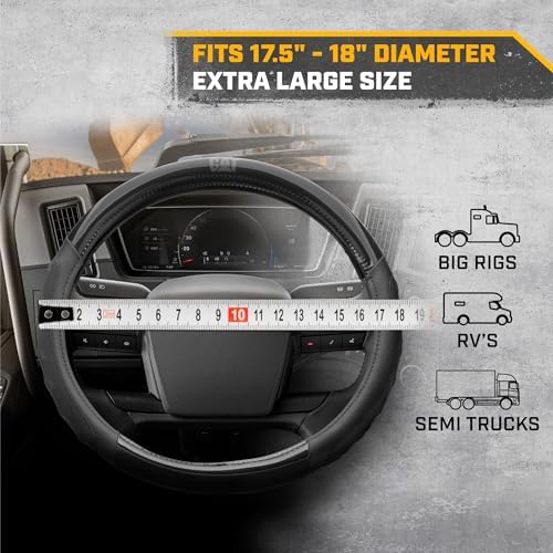 Cat® BigGrip Faux Black Leather Semi Truck Steering Wheel Cover, Fits RV and - Image 4