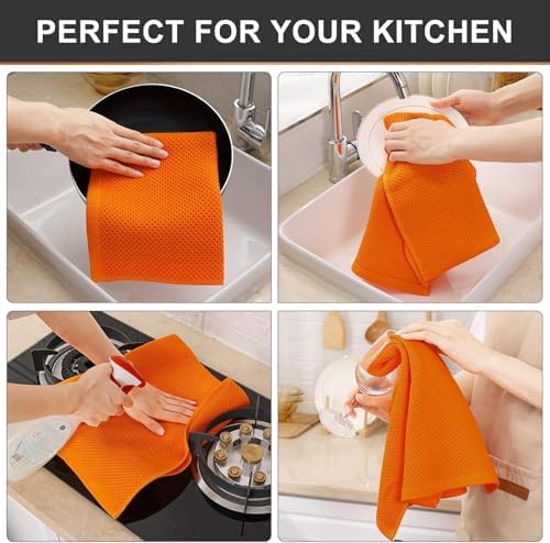 Kitinjoy 100% Cotton Waffle 4-Pack Kitchen Towels - Image 4