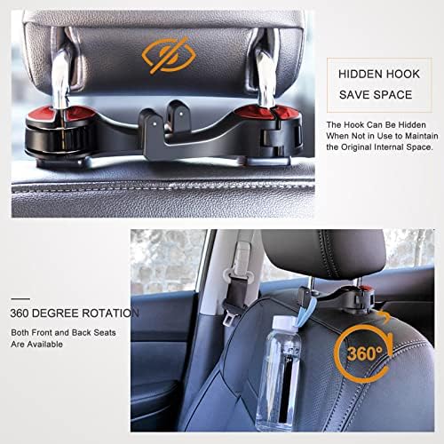Car Headrest Hook with Phone Holder, Universal 360 Rotation Headrest Hooks - Image 5