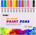 Paint Markers, 12 Pack Oil-Based Waterproof Quick Dry Permanent Paint Pen Set by Craiiby