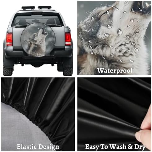 Spare Tire Cover for RV Trailer, Animal Wolf Tire Covers Universal Fit for - Image 4