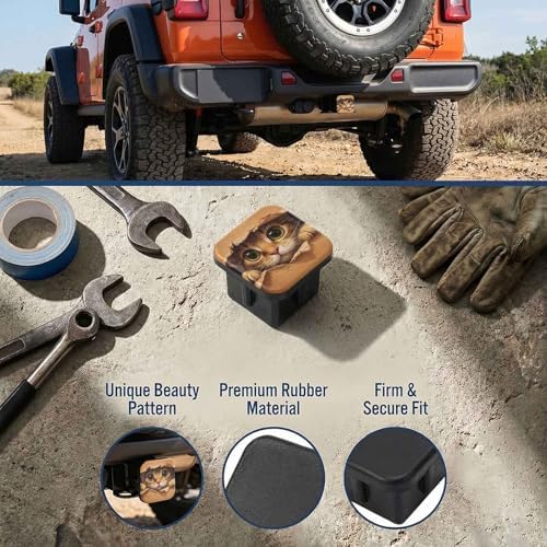 Cute Cat Tow Hitch Covers Heavy Duty Rubber Trailer Hitch Cover 2" Receiver - Image 3