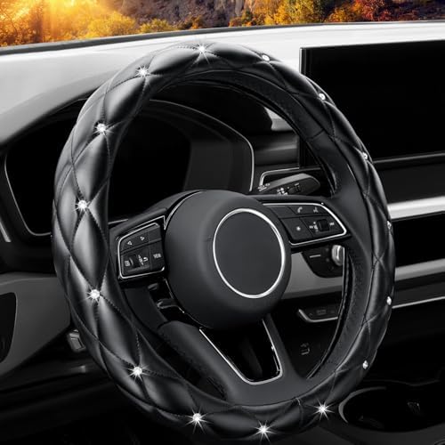 YOGURTCK Diamond Soft Leather Anti-Slip Steering Wheel Cover by YOGURTCK