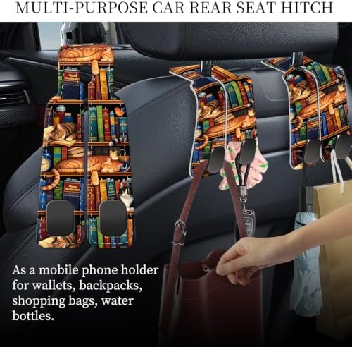 PU Leather Car Seat Hook, Storage Headrest Hanger, Cute Car Backseat Organizer - Image 3