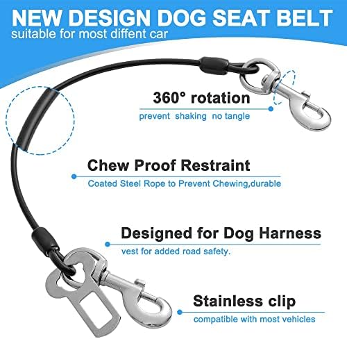 Dog Seat Belt Harness for Car, No Chew Tether Cable Vehicle Dogs Accessories - Image 6