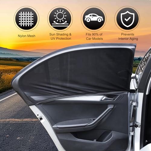 4 PCS Car Window Shades, Stretchable Side Window Full Coverage Sun Shade - Image 5