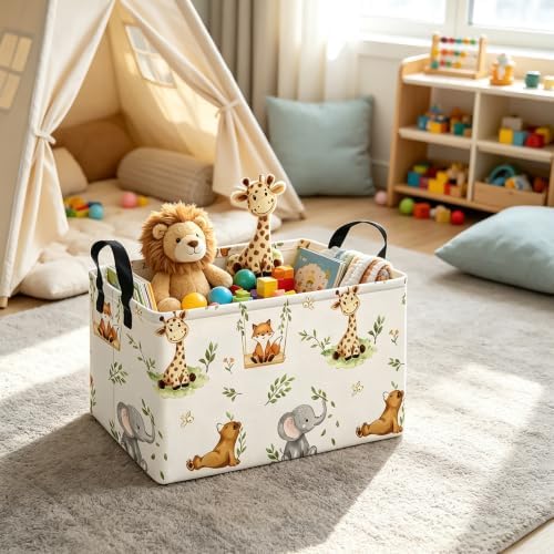 Rectangular Collapsible Jungle Animals Storage Basket Nursery Organizer - Image 7