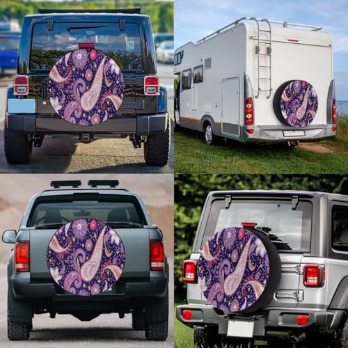 Rv Spare Tire Cover Wheel Purple Ethnic Paisley Tire Covers Wheel Protectors - Image 6