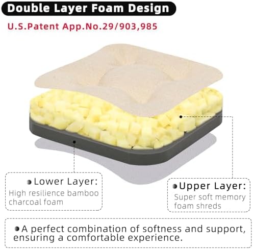GOFORIT Chair Cushions, Tufted Shredded Memory Foam Chair Pads, Non-Slip Seat - Image 2