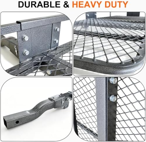 Hitch Mount Folding Trailer Cargo Carrier Basket 60" x 20" x 6" - Image 5