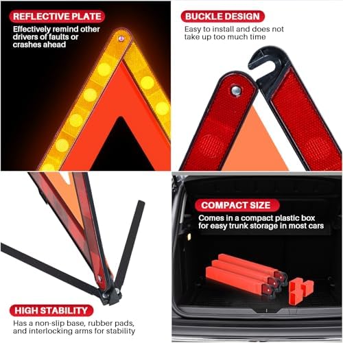 MAOPINER 2 Pack Emergency Warning Triangles Roadside Safety Kit - Image 4