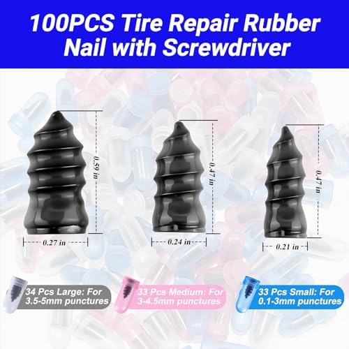 100PCS Tire Repair Rubber Nail Kit, Premium Spiral Screw-in Tire Plugs - Image 2