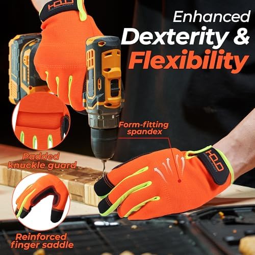 HANDLANDY Work Gloves for Men & Women, Utility Mechanic Working Gloves Touch - Image 3