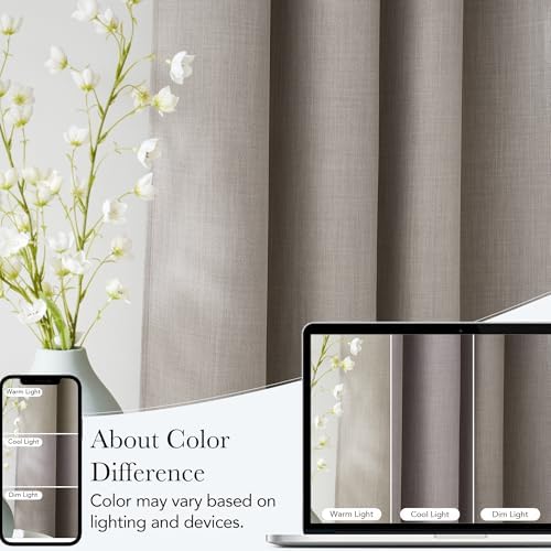 NICETOWN Short Faux Linen Angora Blackout Curtains 63 inches Long - Image 5