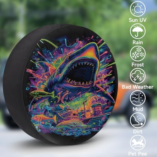 Colorful Shark Spare Tire Cover Dust-Proof Wheel Protector - Image 3
