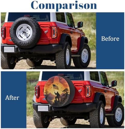 Bigfoot American Flag Spare Tire Cover Wheel Covers Protectors Waterproof - Image 5