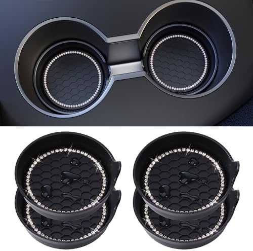 Amooca 4-Pack Car Cup Holder Coaster Bling Crystal Rhinestone Car Interior by Amooca