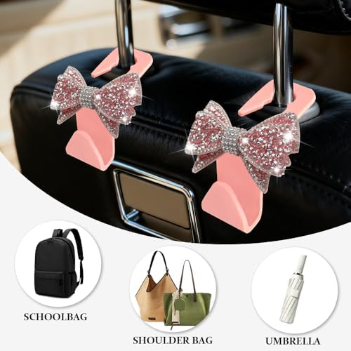 2PCS Car Seat Headrest Hooks, Car Bag Hooks, Cute Bow Knot Vehicle Seatback - Image 6