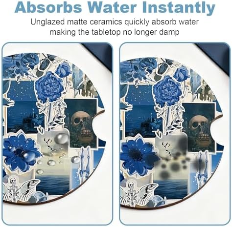 Ceramic Car Cup Holder Coasters Set of 2, 2.56 in Puzzle - Image 5