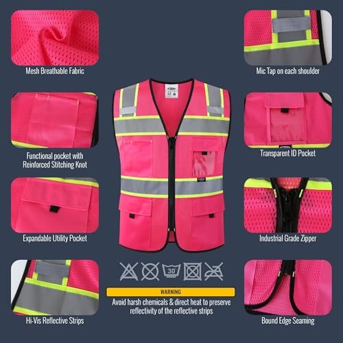 JKSafety Safety Vest for Men Women Hi Vis Relfective Vest - Image 2