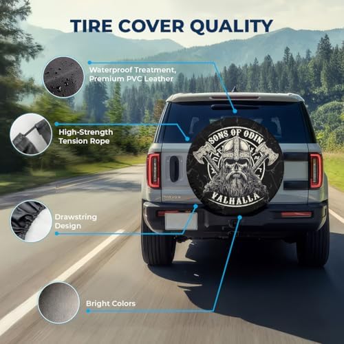 GENANY Viking Shield Art Thick PVC Leather Spare Tire Cover Size 14 - Image 4