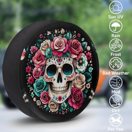 Skull Spare Tire Cover 17in Spare Wheel Covers Tire Storage Cover - Image 3