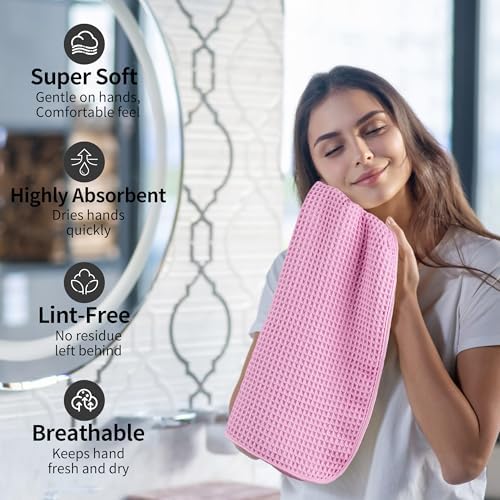 Microfiber Waffle Hand Towels, 2 Pieces, Fast Drying, Lint Free 430 GSM - Image 4
