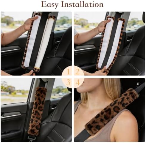 Amooca 2-Pack Soft Furry Universal Seatbelt Cover Car Shoulder Pad - Image 4