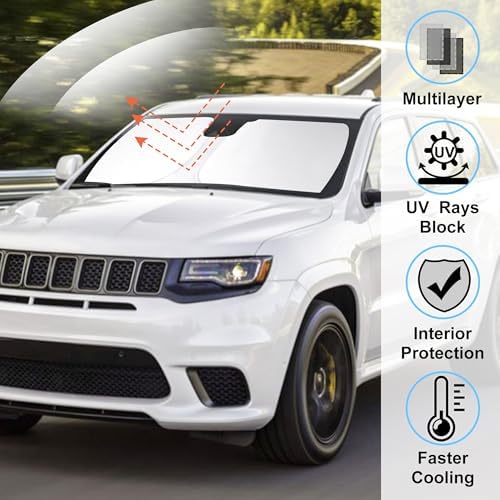 Windshield Sun Shade Sunshade for 2014-2025 Jeep Cherokee - Image 2
