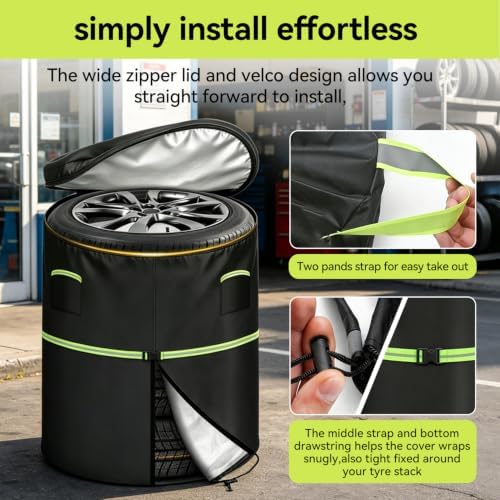 Tire Covers for Storage Set of 4 Tires, 600D Waterproof Oxford Lid Opening - Image 5